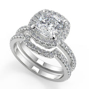 Jada Micro Pave Halo Cushion Cut Diamond Engagement Ring - Nivetta